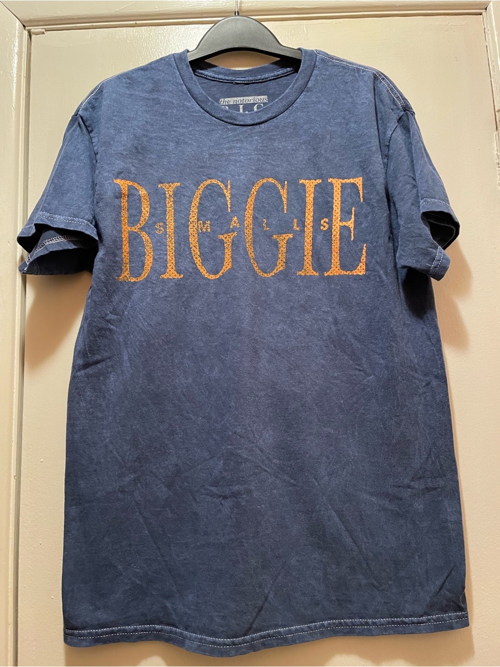 Biggie Graphic Kids Navy T-Shirt with Orange Print